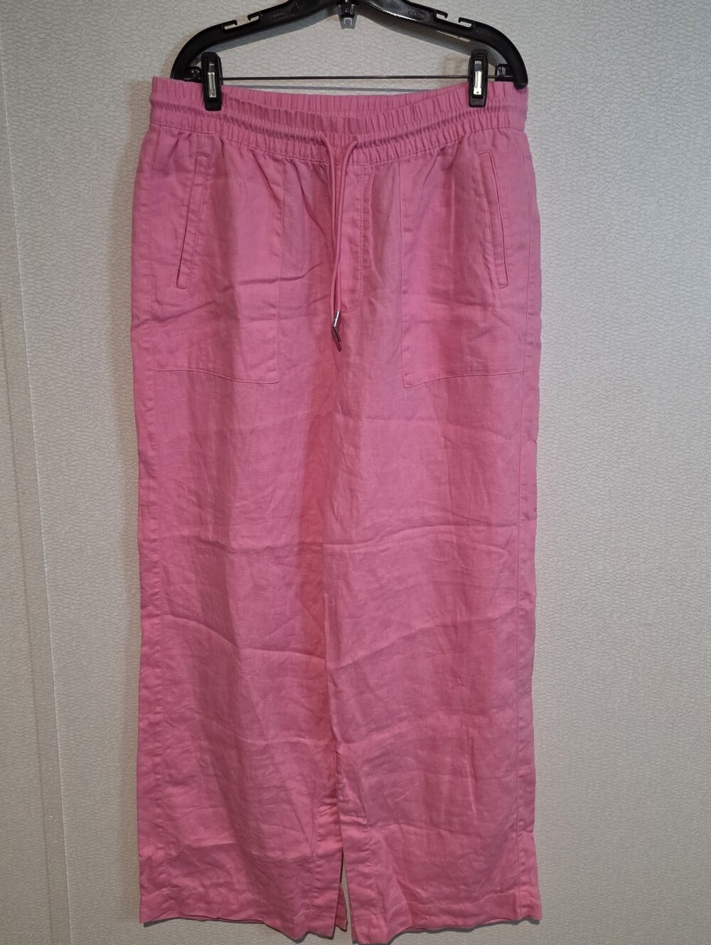 Athleta Retreat Linen High Rise Wide Leg Pants Large Pink